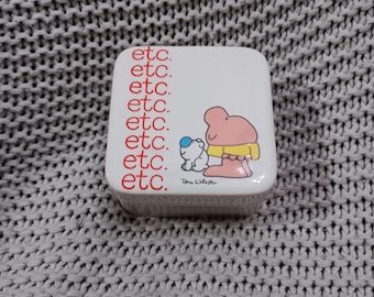 Vintage Ziggy and his dog, Fuzz "etc." Square Ceramic Trinket box c. 1978