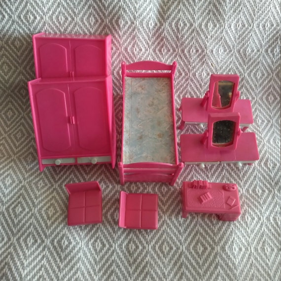 Vintage poppenhuis miniatuur lot hete roze harde - Etsy Nederland