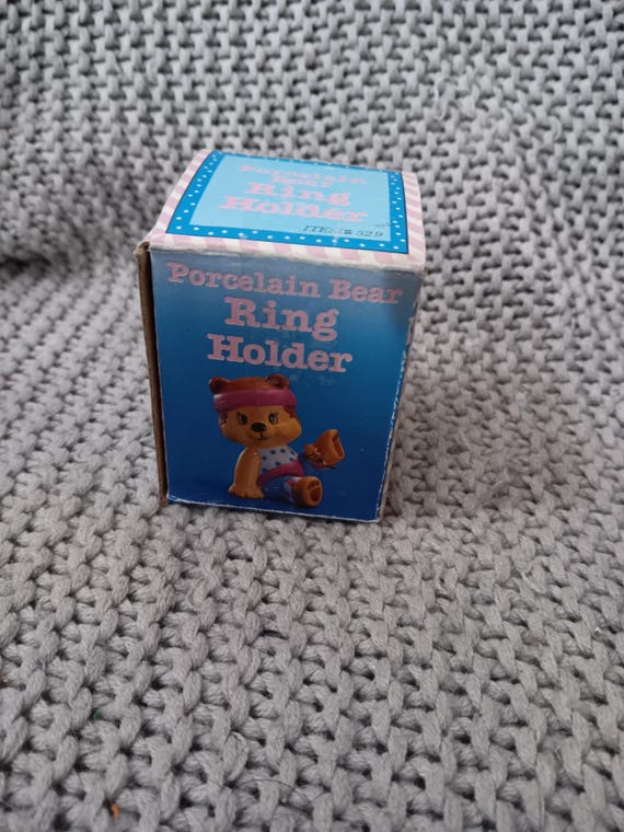 Unique Boxed Porcelain Aerobic Bear Ring Holder from the 1980's View 6