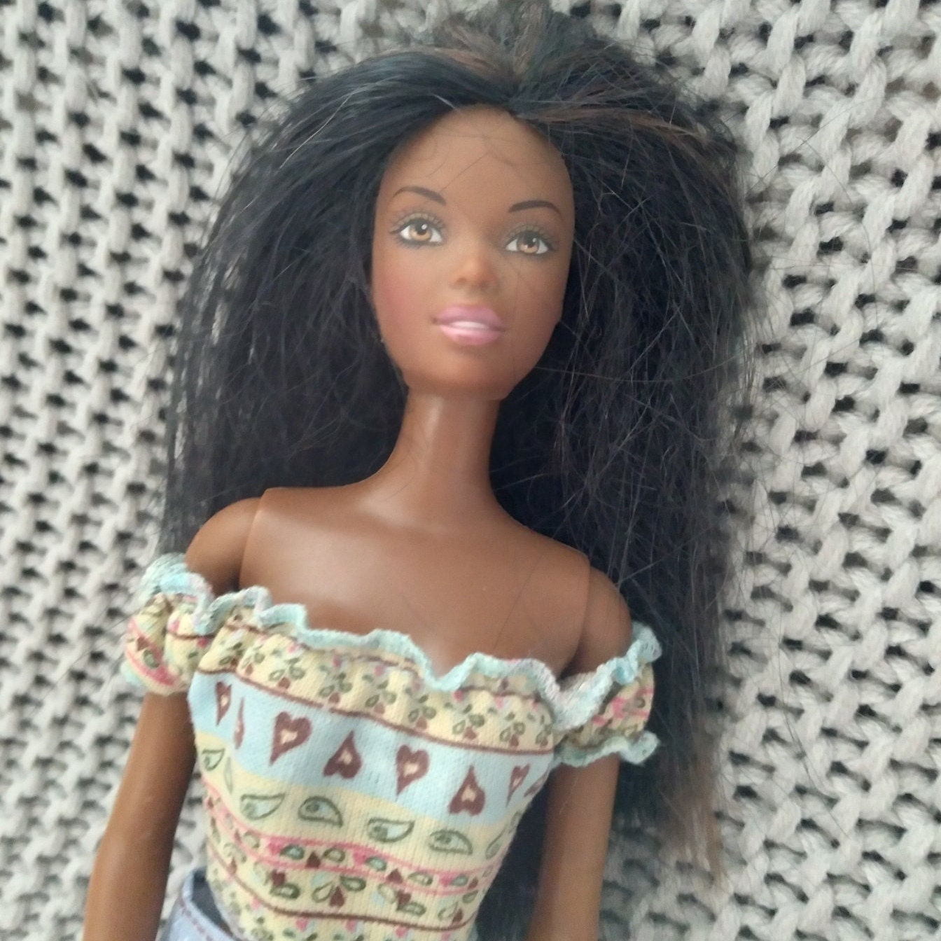 70s/80s Authentic Vintage Black Hair Mattel BARBIE Afro-american Christie  Fashion Doll European Edition Superstar Rockers Original Dress 