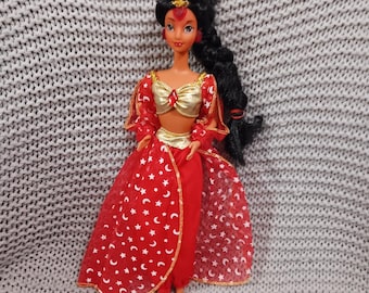 Vintage Disney Aladdin Arabian Lights Jasmine Puppe in ihrem Original Outfit c. 1994 Mattel