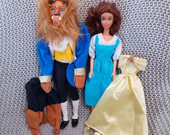 Vintage 1991 Beauty and the Beast Fashion Doll Set: Belle & Prince Adam