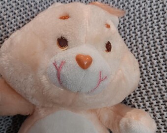 Vintage Peach Care Bears "Friend" Stuffed Bear with Sunflower Tummy c. 1983