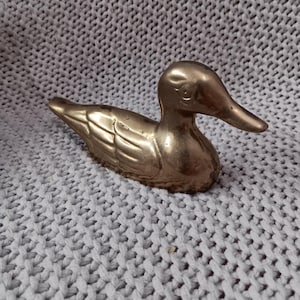 Vintage 5 1/2&quot; Hollow Brass Mallard Duck - Decoy Figurine