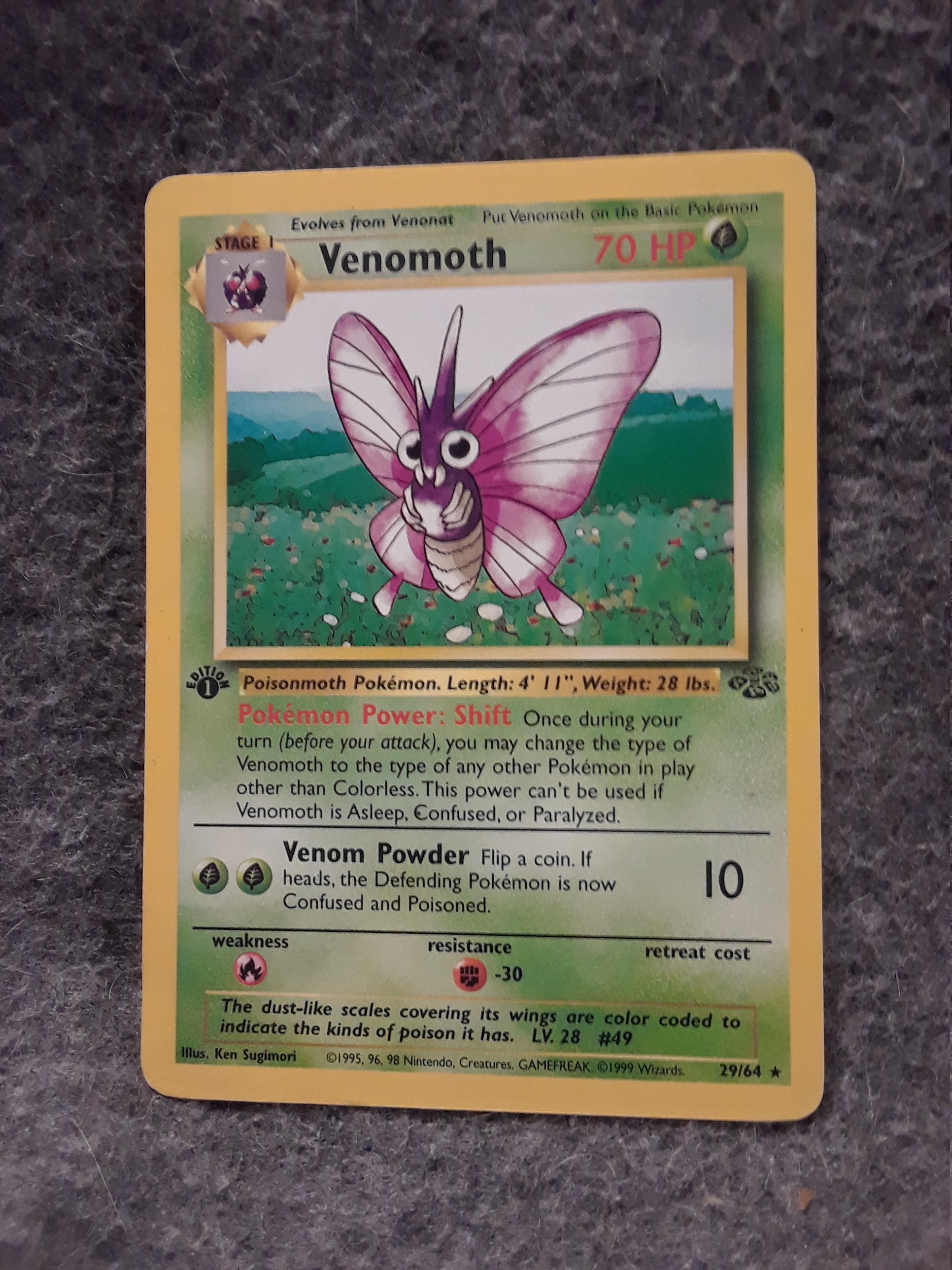 Vintage Pokemon First Edition Venomoth Card Jungle Set C Etsy