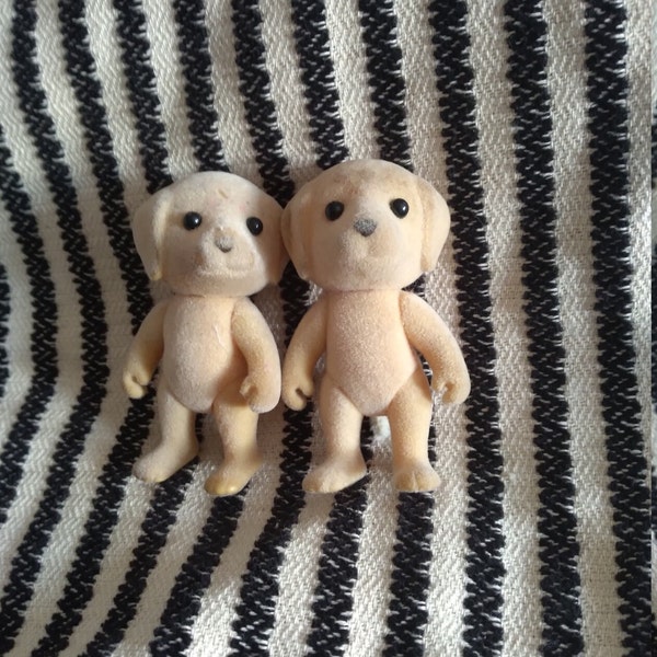 Pair of Vintage Sylvanian Family Golden Retriever brother and sister