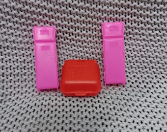 Vintage 1984 Fleer Bubblegum Containers: Pink Lockers & Red Burger Box