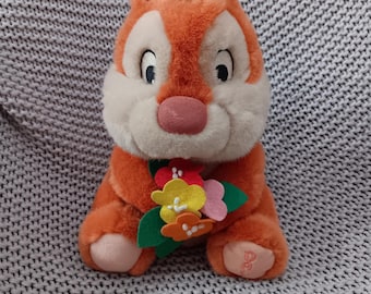 VGC Tagged vintage Disneyland 9" plush Dale the Chipmunk holding flowers