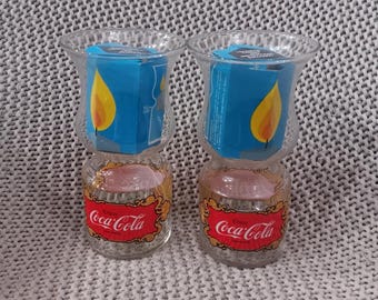 Vintage Coca Cola Hurricane Kerzenhalter von Libbey - 1970er Jahre Paar