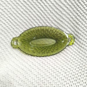 VGC Vintage Mid Century Green Honeycomb Indiana Glass Relish Dish with Handles