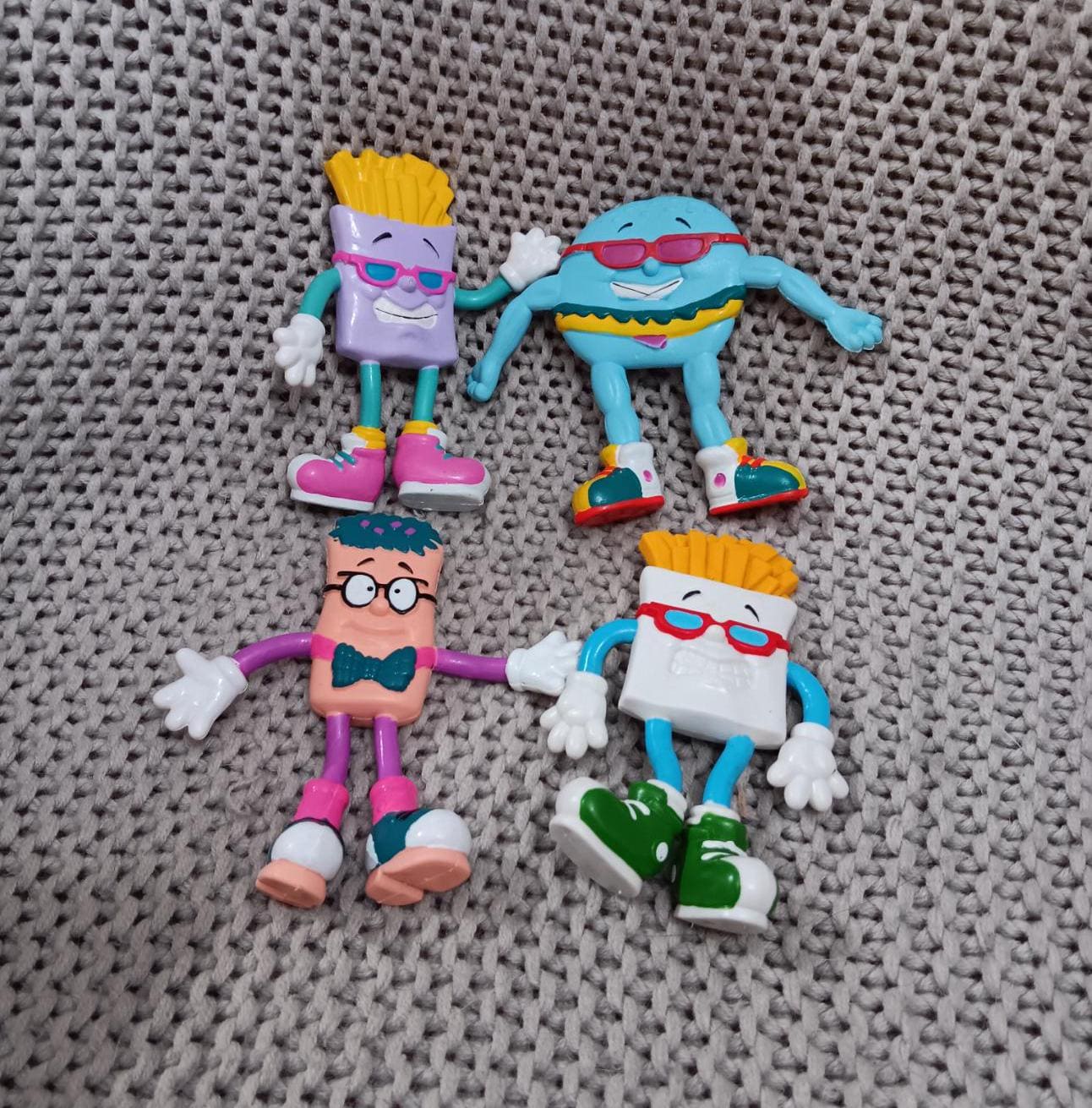 Vintage 90s Jack in the Box Bendable Figures: Food Mascot Toys