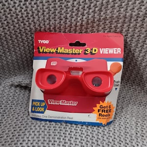 MOC Vintage GAF Classic View Master Red 3D viewer w/Demo reel c. 1990 TYCO