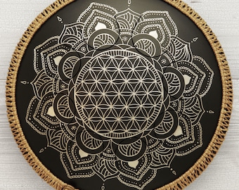 Freezbee Flower of Life with FREE Rope decoration. Handpan, Pantam, Steel Tongue Drum