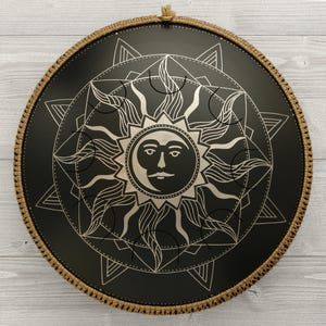 Neo 8 Drum. Black Sun Fire Design. With FREE Durable Gig Bag and Rope decoration