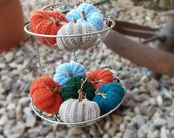 farmhouse pumpkins, fall decor, crochet knit pumpkins, yarn pumpkin, fall decoration
