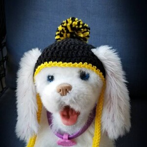 football team dog hat, hat for dogs, pet hat, dog pom pom hat, dog crochet hat, steelers, eagles, patriots, vikings, choose your team image 4