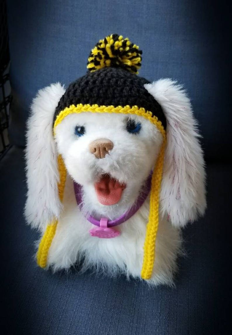 football team dog hat, hat for dogs, pet hat, dog pom pom hat, dog crochet hat, steelers, eagles, patriots, vikings, choose your team image 4