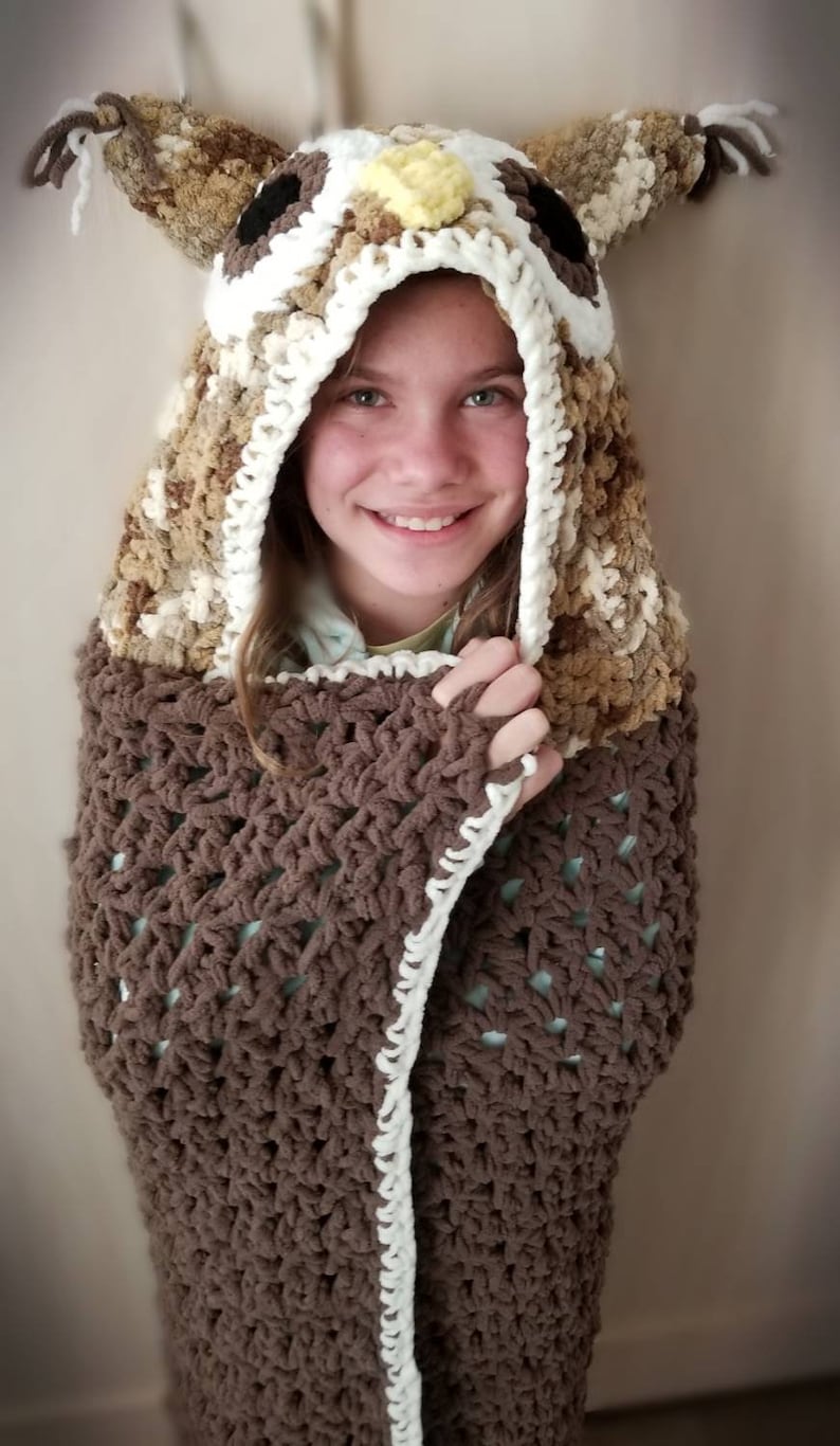 Bulky Hooded Owl Blanket Crochet Owl Hood Owl Blanket Etsy