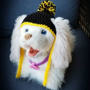 football team dog hat, hat for dogs, pet hat, dog pom pom hat, dog crochet hat, steelers, eagles, patriots, vikings, choose your team image 2