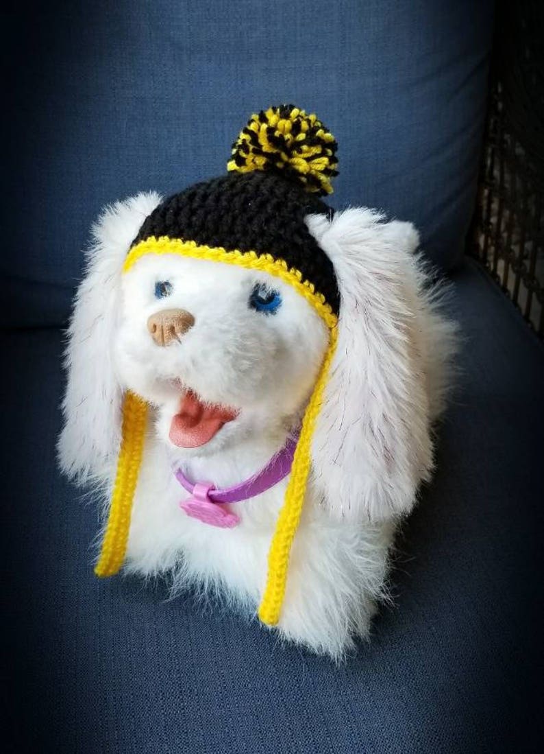 football team dog hat, hat for dogs, pet hat, dog pom pom hat, dog crochet hat, steelers, eagles, patriots, vikings, choose your team image 2