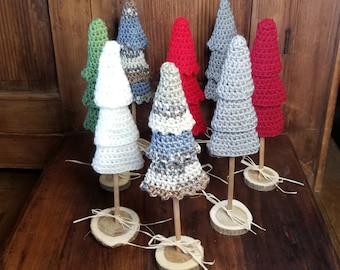 Rustic crochet Christmas tree,  farmhouse crochet Christmas tree