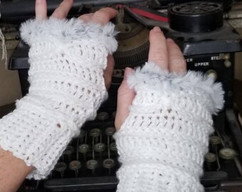 women's child fingerless gloves, texting gloves, driving gloves, faux fur gloves, fingerless mittens