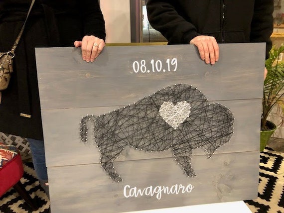 Wedding Guest Book Buffalo Pallet String Art Wedding Etsy