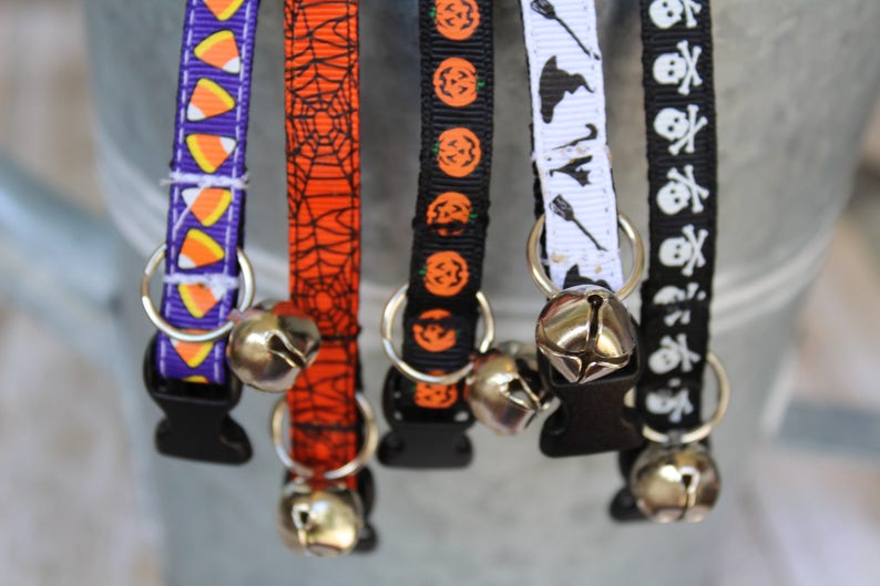 Halloween Cat Collars XS Halloween Dog Collar Halloween Cat Harness Kitten collar Candy Corn Cat Collar Candy Corn XS Dog Collar image 4