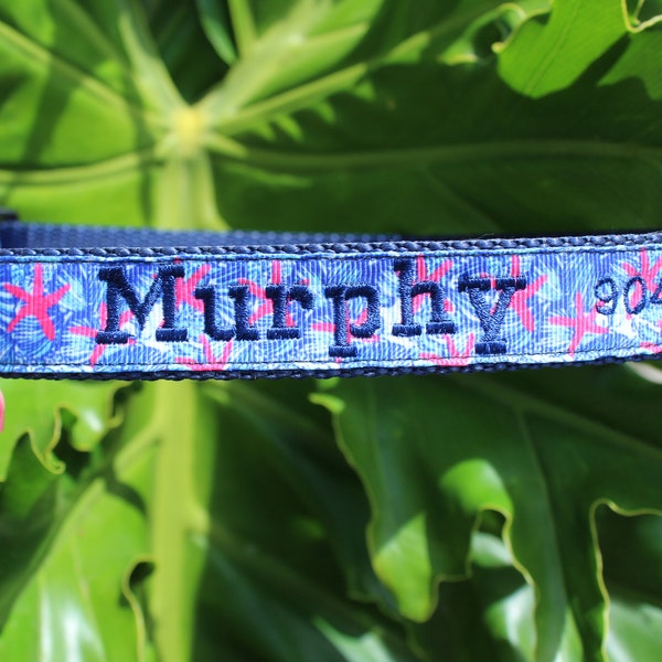 Starfish Dog Collar - Personalized Dog Collar - Nautical Dog Collar - Preppy Dog Collar - Starfish Dog Leash - Starfish Dog Harness