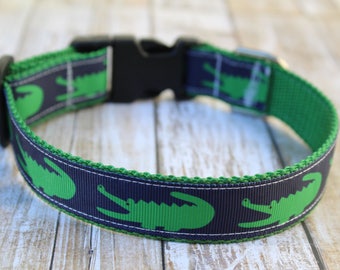 Gator Dog Collar - Preppy Dog Collar - Nautical Dog Collar - Alligator Dog Collar - Gator Dog Harness - Gator Leash - Personalized Collar