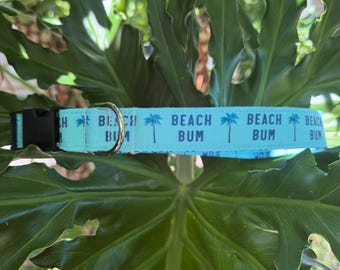 Beach Bum Dog Collar - Vacation Dog Collar - Summer Dog Collar - Palm Tree Dog Collar