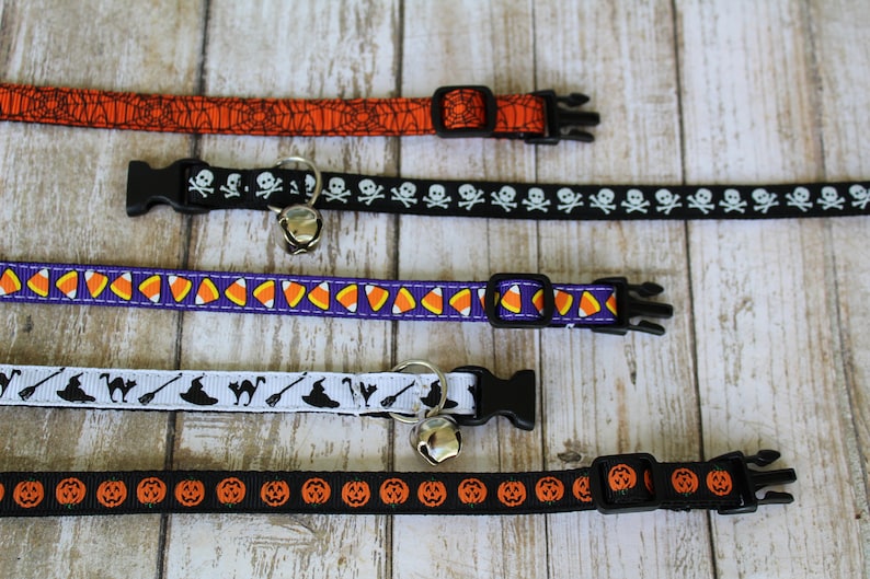 Halloween Cat Collars XS Halloween Dog Collar Halloween Cat Harness Kitten collar Candy Corn Cat Collar Candy Corn XS Dog Collar image 3