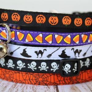 Halloween Cat Collar XS Dog Collar Candy Corn collar fall Pumpkin collar Skull Spiderweb boy Breakaway collar girl kitten lucy lous collar