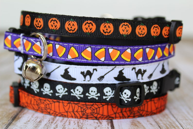 Halloween Cat Collars XS Halloween Dog Collar Halloween Cat Harness Kitten collar Candy Corn Cat Collar Candy Corn XS Dog Collar image 2