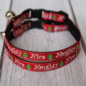 Naughty and Nice Cat Collars - Christmas Cat Collar - XS Christmas Dog Collar - Kitten collar - Holiday Cat Collar - Winter Cat Collar
