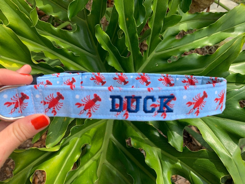 Lobster Bow Tie Dog Collar Boy Dog Collar Embroidered Dog Etsy