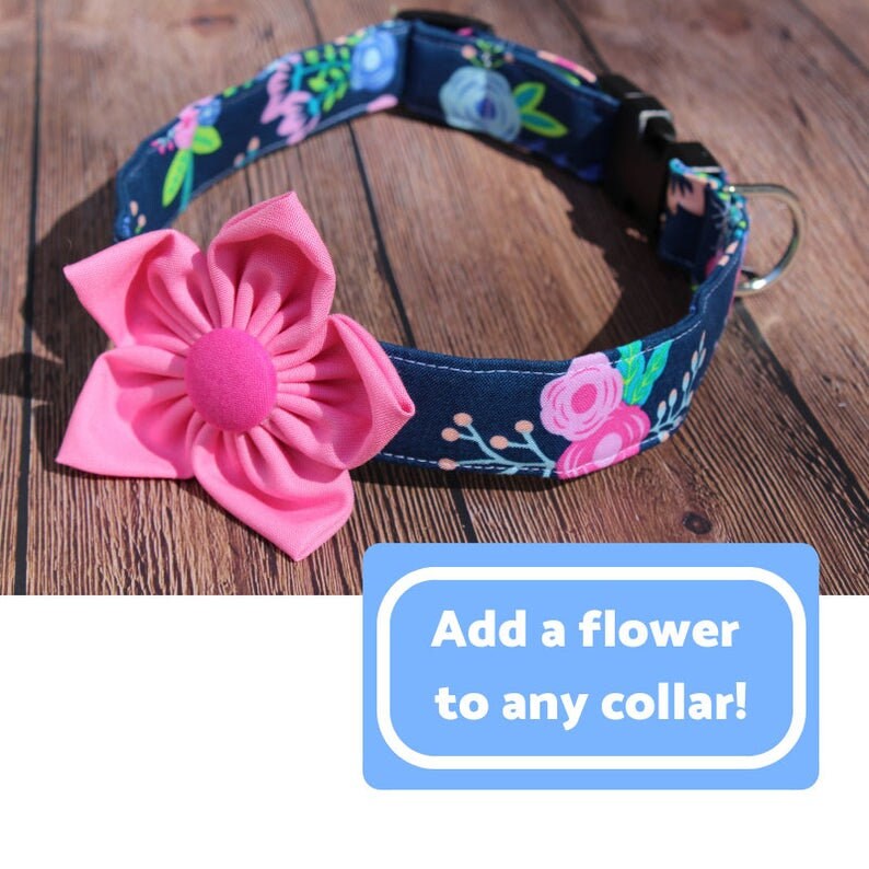 Navy Floral Dog Harness Personalized Dog Harness Girl Dog Etsy