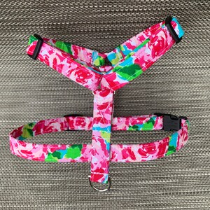 Hot Pink Floral Dog Harness - Personalized Dog Harness - Girl Dog Harness - Monogrammed Harness - Custom Dog Harness - Cute Dog Harness