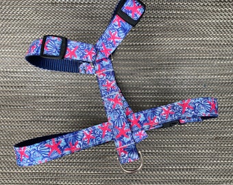 Starfish Dog Harness - Personalized Dog Harness - Female Dog Harness - Monogrammed Harness - Nautical Dog Harness - Girl Dog Harness