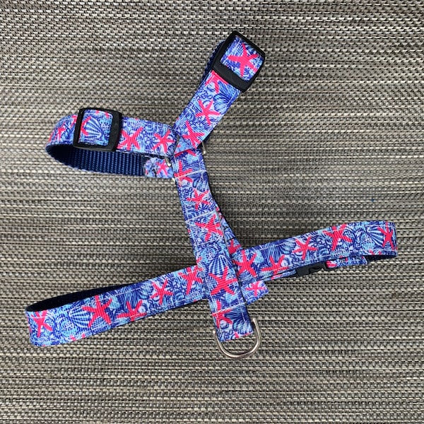 Starfish Dog Harness - Personalized Dog Harness - Female Dog Harness - Monogrammed Harness - Nautical Dog Harness - Girl Dog Harness