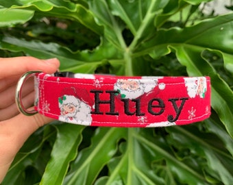 Santa Dog Collar - Christmas Dog Collar - Winter Dog Collar -  Holiday Dog Collar - Christmas Dog Harness - Personalized dog collar