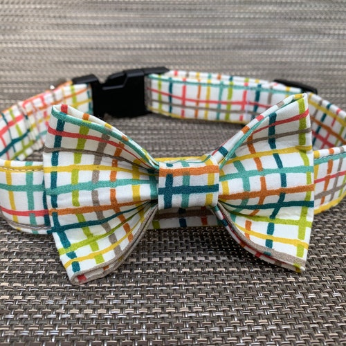 Plaid Bow Tie Dog Collar All Sizes Etsy