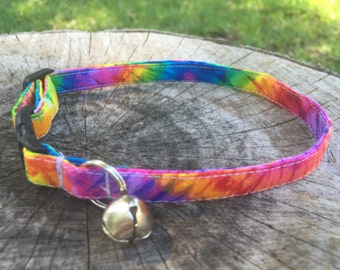 Tie Dye kattenhalsband - jaren 70 kattenhalsband - Tie Dye XS hondenhalsband - kittenhalsband - Tie Dye katten- en hondentuig - Bijpassende katten- en hondenhalsbanden