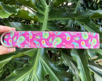 Paisley Dog Collar Hot Pink Collar Personalized Pet Collar Puppy ID Tag Girl Dog Collar Embroidered Pet Collar Girl Dog Harness Pink Leash
