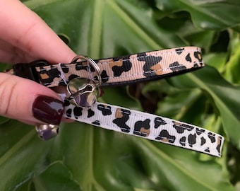 Kattenhalsband met luipaardprint - kattenhalsband met jaguarprint - kattenhalsband dierenprint - kattenhalsband cheetahprint - kittenhalsband