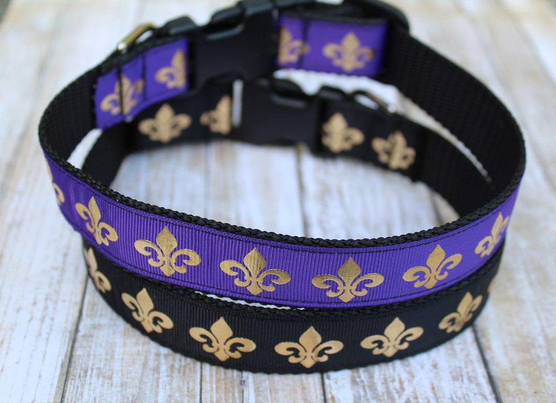 Fleur De Lis Dog Collar Mardi Gras Dog Collar Designer Dog Collar Fat