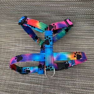 Tie Dye Dog Harness - Personalized Dog Harness - Unisex Dog Harness - Monogrammed Harness - Cute Dog Harness - Adjustable Dog Harness