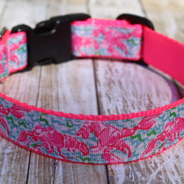 Lobster Dog Collar - Personalize collar - Beach Dog Collar - Cute Dog Collar - Preppy Dog Collar - Girl Dog Collar - Dog Name Collar