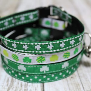 St. Patrick&#39;s Day Cat Collars - Shamrock Cat collar - XS St. Patrick&#39;s Day Dog Collar - Irish Cat Collar - Kitten collar - Shamrock Collar