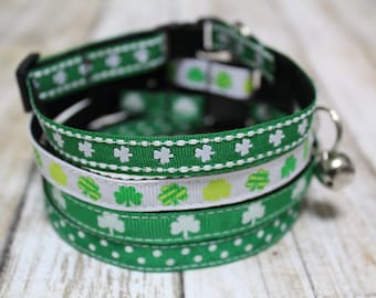 Collares de Gato del Día de San Patricio - Cuello de Gato Shamrock - Collar de Perro XS St. Patrick's Day - Collar de Gato Irlandés - Cuello de gatito - Collar Shamrock